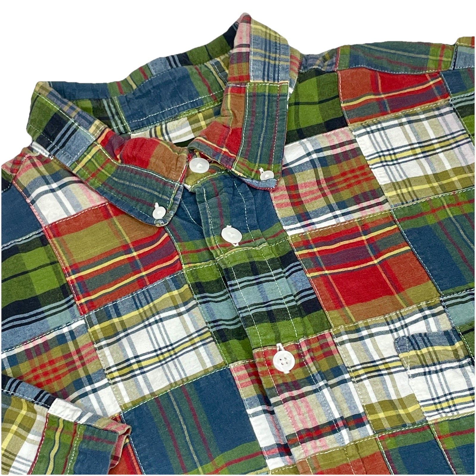 ORVIS Patchwork Madras Plaid Button Down Shirt Me… - image 1