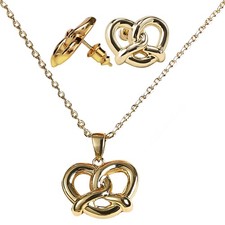 18k Gold Plated Jewelry Set for Women Dainty Necklace  Stud Earrings Trendy ...