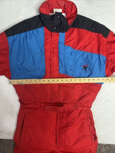 1980s - 90s Roffe Ski Suit Men’s One Piece Snowsuit Full Zip VTG Med Red EUC - Picture 9 of 20