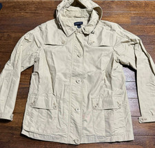 Lands End Women  s M 10-12 Beige Nylon Lightweight Jacket w/Removeable Hood