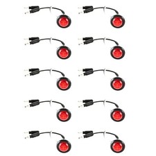 10x 3/4" inch Red 3 LED Side Marker Clearance Light with Plug, Black 10x Red