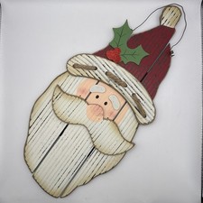 Wooden Santa Claus Christmas Hanging Wall Decor 21" Rustic Country Holiday