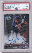 2017 BOWMAN CHROME PROSPECT AUTOS #LA LUIS ARRAEZ PSA 9 AUTOGRAPH Phillies