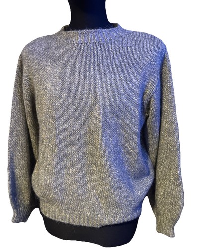 Le Lion Mock Neck Long Sleeve Sweater Grey Made In Italy Sparkle Medium - Picture 4 of 11