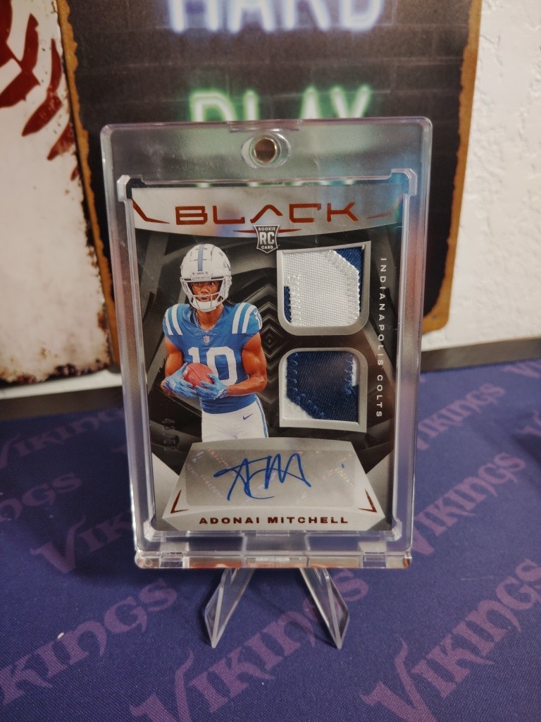 Adonai Mitchell Panini Black Rookie Signature Materials #RSM13 Base