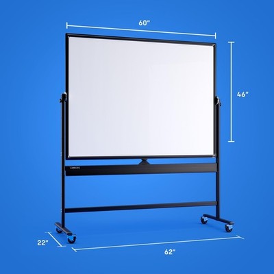 Rolling magnetisch whiteboard 116 x 80 cm - groot draagbaar droogwisbord met standaard - dubbelzijdig whiteboard in schildersezelstijl met wielen - mobiel staand whiteboard voor kantoor, klaslokaal en Rolling magnetisch whiteboard 116 x 80 cm - groot draagbaar droogwisbord met standaard - dubbelzijdig whiteboard in schildersezelstijl met wielen - mobiel staand whiteboard voor kantoor, klaslokaal en