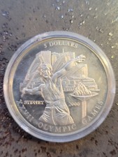 5 Dollar Olympia Gedenkmünze 2000, 20.000 Stück, Liberia, Neusilber