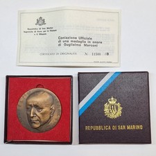 San Marino Medal 1974 Guglielmo Marconi mm60 gr120 certificate and case