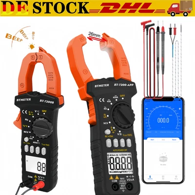 BTMETER Amperometro a Pinza 6000 TRMS AC/DC Multimetro Bluetooth CATIII, NCV, Temp