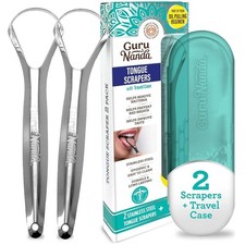 Tongue Scraper for Adults 2 Pack with Travel Case, 420 Medical-Grade 100 