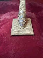 Sterling Silver 925 Ring Modernist Hammered Abstract Swirl Wave Band 8.9g