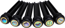 6Pcs Ebony Acoustic Guitar Bridge Pins with Abalone Dot Inlays, Slotted Guitar S