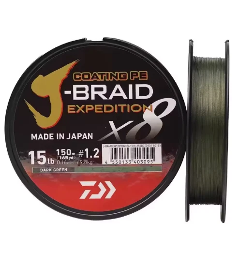 2024 Daiwa J-BRAID X8 150–300M Braided PE Fishing Line Dark Green/Multicolor - Image 2 of 4