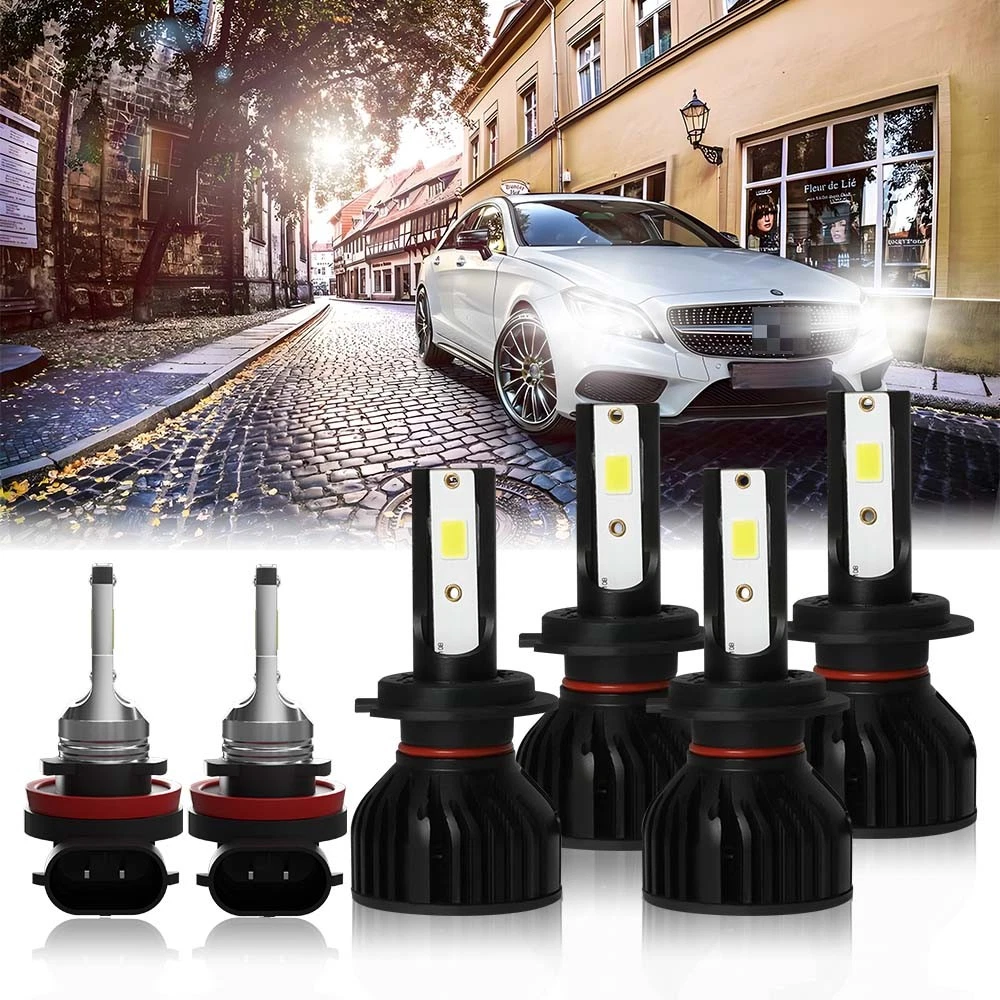 For Mercedes-Benz CLS500 2006-2010 LED Headlight High Low Beam + Fog Light Bulbs