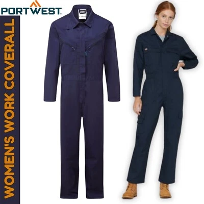 Portwest Damen Latzhose Overalls Coverall Zip Front Mechaniker Garage PPE Marine - Bild 1 von 4