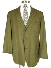 Brooks Brothers Mens Brown Glen Check 3 Btn Sport Coat 46L Italy Made