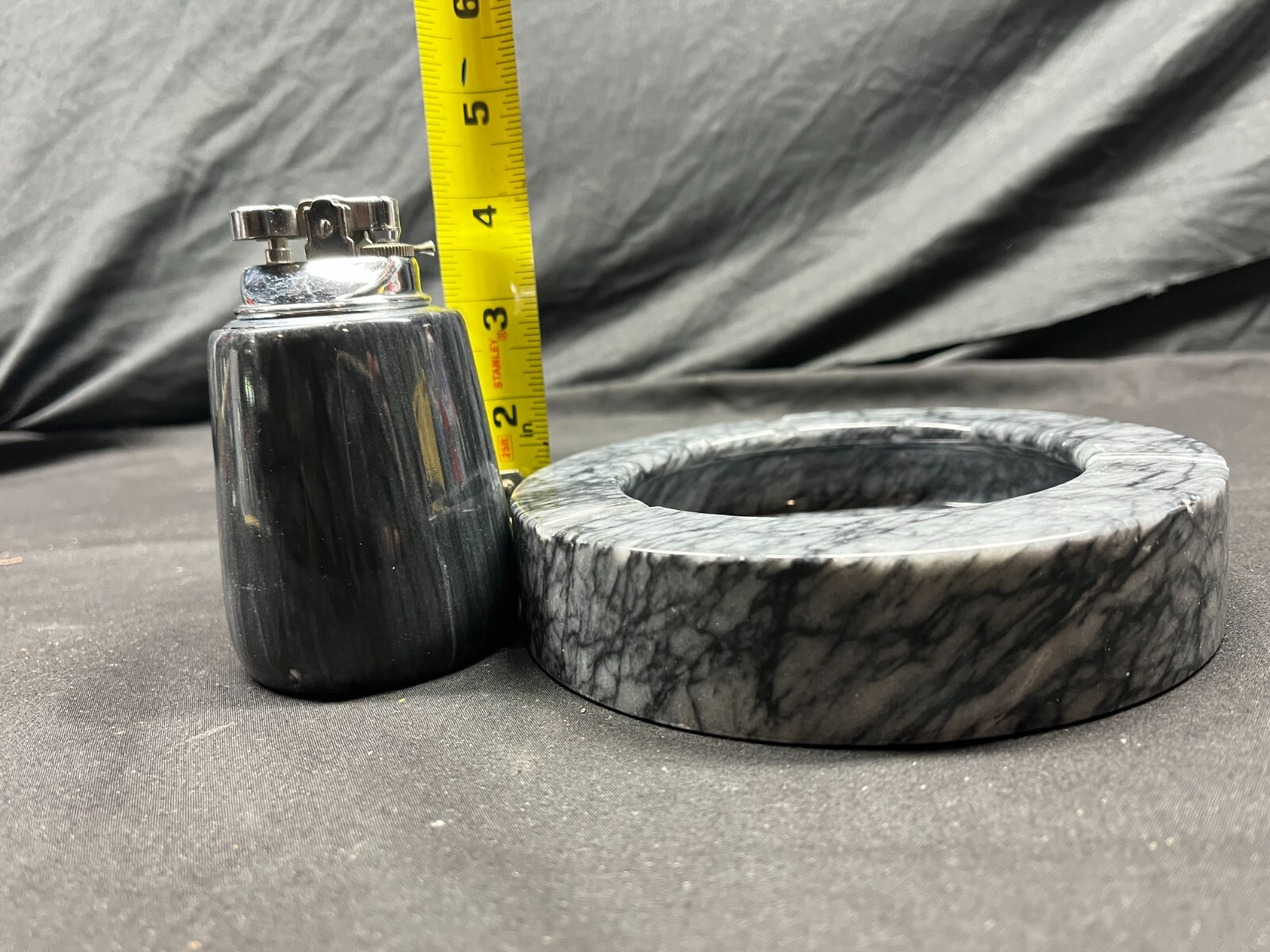 Black Marble Table Top Lighter And Ashtray