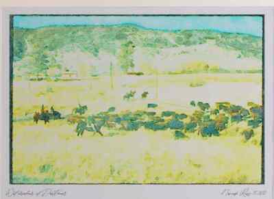 Canada 230024 Cowboys And Beef Cattle Alberta A4 Watercolour print
