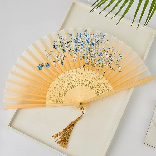 Folding Fan Hand Held Silk Bamboo Fan Chinese Style Wedding Party Dance Fans C - Bild 20 von 28
