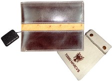 T. Marcus CALFSKIN LEATHER WALLET BIFOLD RFID Blocking Vegetable Tanned OSTRICH 