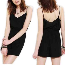Pins And Needles Black Scallop-Edge Romper
