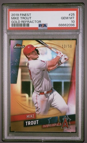 2019 Finest Mike Trout Gold Refractor SP /50 PSA 10 Low Pop  Los Angeles Angels