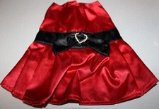 Build a Bear Workshop Party Dress Red Satin Black Belt Rhinestone Heart Jewel