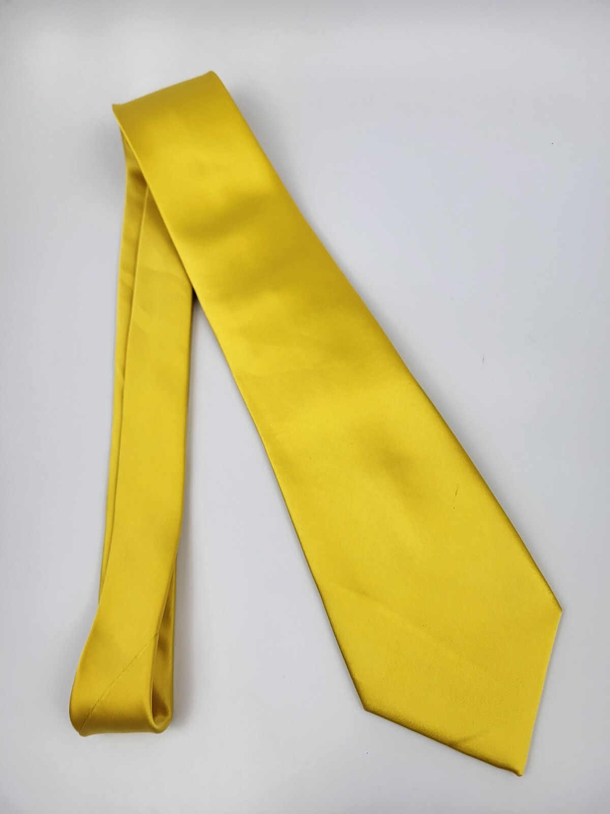 Puccini Polyester Tie Yellow Solid Men Necktie 57… - image 2