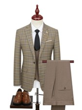 Karierter Herrenanzug Dreiteiliger Anzug Business Casual Stil Arbeitskleidung