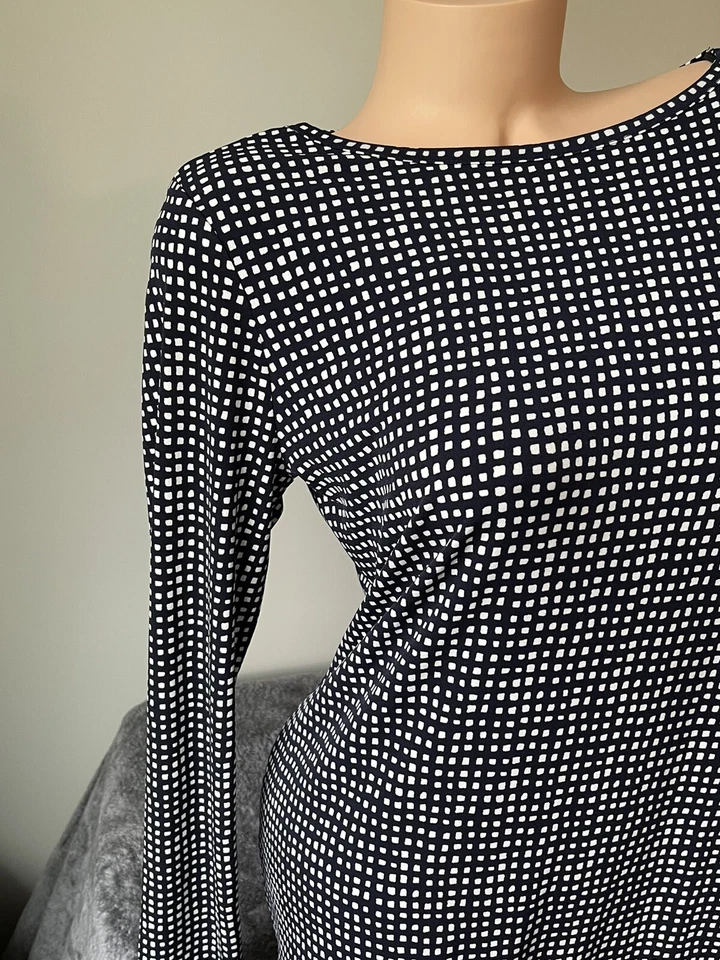 Michael Kors Long Sleeve Shift Dress Black M 8-10 Border Classic Pullover Easy - Image 3 of 4