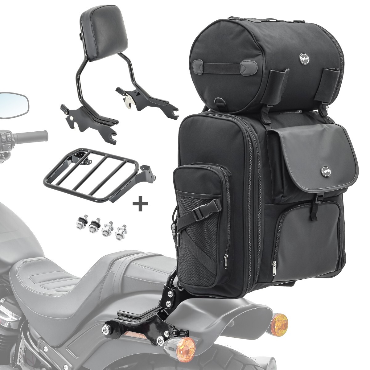 Sissy Bar Tail Bag for Harley Fat Bob 114 18-23 R1 with rear