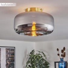 Wohn Zimmer Beleuchtung modern Chrom Rauchglas Flur Leuchte Decken Lampe rund