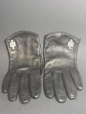 JUDITH LEIBER Crystal Hand Gloves Black Leather 6.5