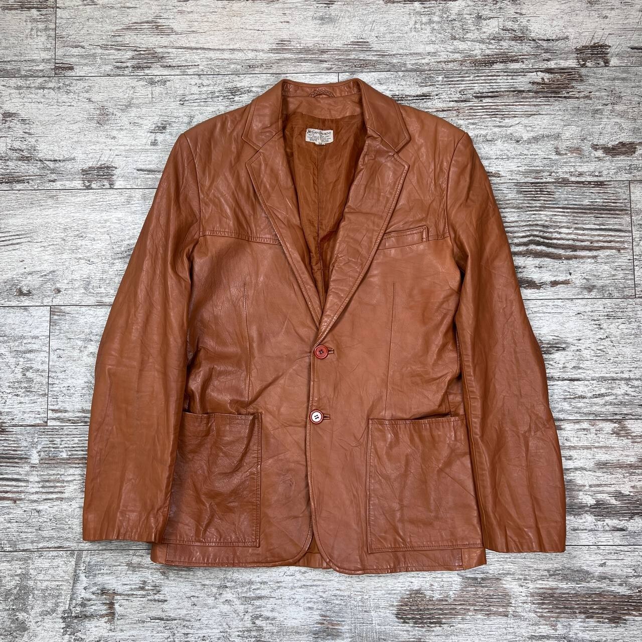 Giacca di pelle marrone Yves Saint Laurent taglia 40