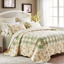 GREENLAND HOME FASHIONS Bliss Quilt Set, 3-Piece Full / Queen 3 pc