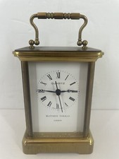 FOR PARTS Matthew Norman London Brass Carriage Clock Swiss made Quartz Battery