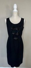 Halogen Black Wool Ruffle Front Cocktail Little Black Dress Size 6 New