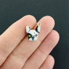 2 Dog Charms Gold Tone With Colorful Enamel French Bulldog - So Cute - E063 New5