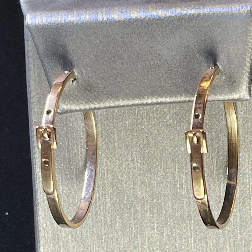 MICHAEL KORS ROSE GOLD BELT BUCKLE STYLE HOOP EARRINGS+LEVERBACK - Image 4 of 4