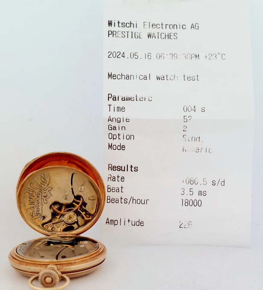 Antiguo reloj de bolsillo Waltham 7J 0s costero oro 14k cazador 1903 RP = 22 prueba, funciona Foto 4 de 4