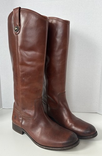 FRYE Melissa Button Cognac Brown Tan Tall Equestrian Riding Style Boots size 6.5 - Picture 6 of 12