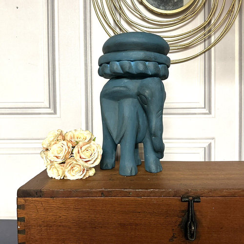 Elephant Ornament Hand Carved Wooden Elephant Plant Stand African Ornament - Picture 4 of 6