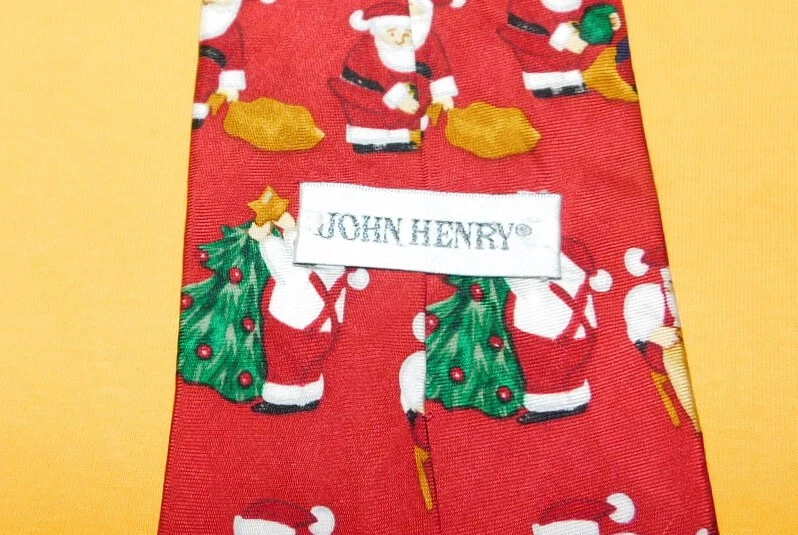 JOHN HENRY 红色/白色/黄色 SANTA 工作新奇领带-领带-设计师领带。 — 第 3/3 张图片