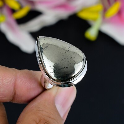 Natürlicher Apache Pyrit Edelstein handgefertigter Schmuck 925 Sterlingsilber Ring