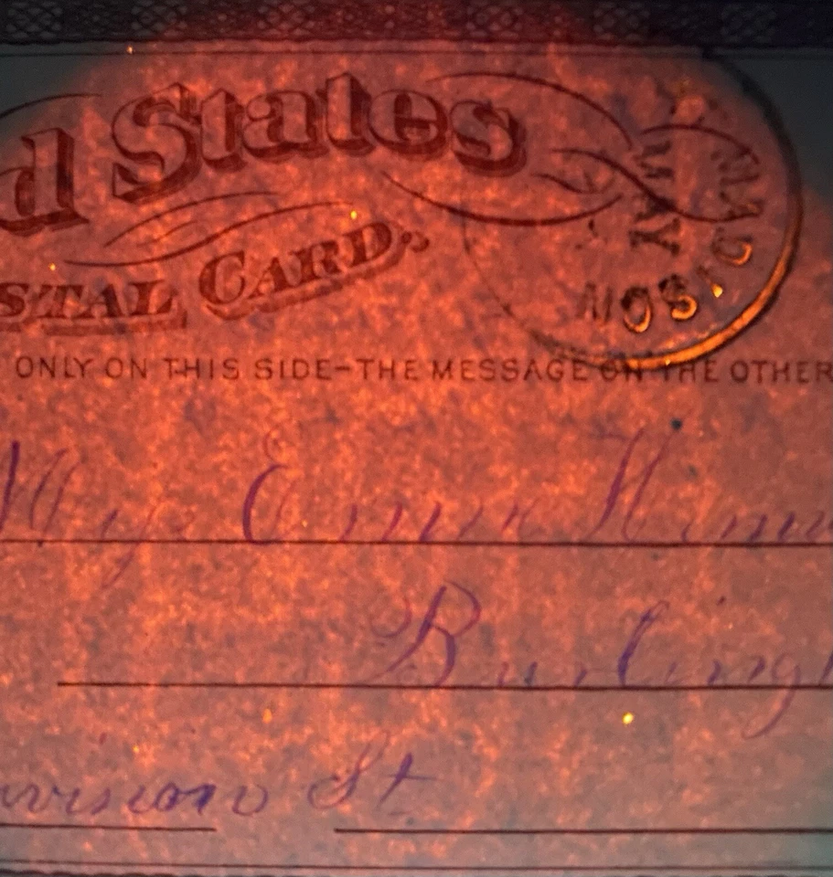 1875 *FORT MADISON, IOWA* UX3 POSTAL CARD+SMALL "USPOD" WATERMARK+FANCY CANCEL! - Image 2 of 4