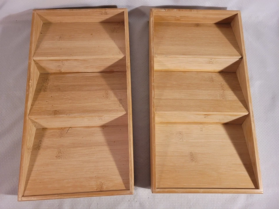 2 Seville Classics 3-Tier Bamboo Wood Spice Rack Cabinet Drawer Tray Organizer - Image 3 of 4