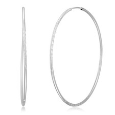 Wellingsale 14k White Gold Diamond Cut 1.5mm Endless Hoop Earrings 55 x 55 mm 