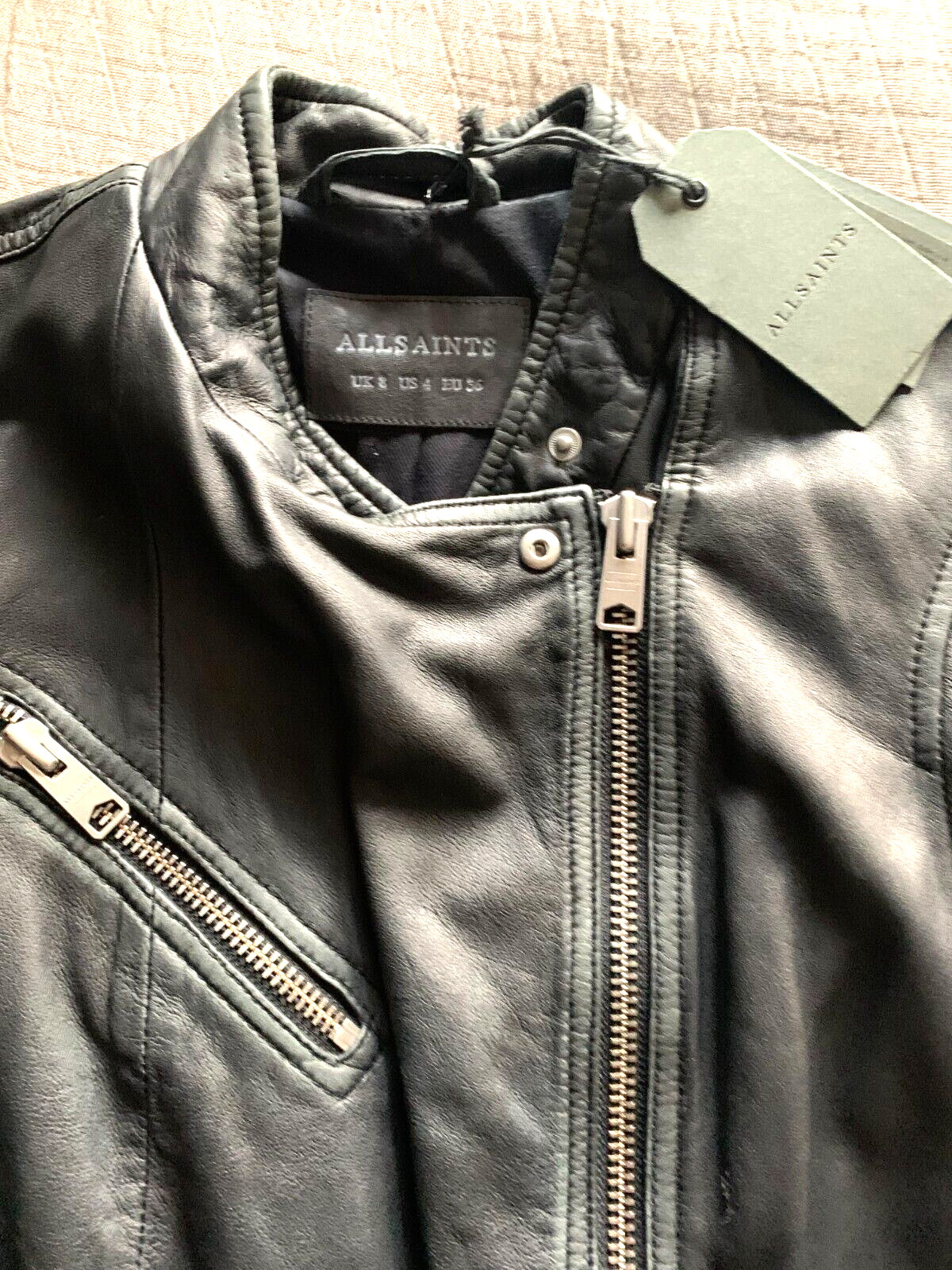 Allsaints Women's Mast Distressed Leather Biker Jacket Size 8 image 6