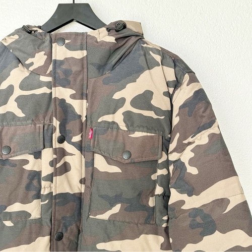 Levi’s Men's Quilted Four Pocket Parka Hoody Jacket Camouflage Size L NEW - Picture 3 of 9