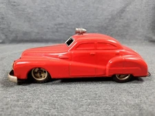 Vintage GAMA Fire Chief Red Siren Tin Toy Car US Zone Germany 6.5"